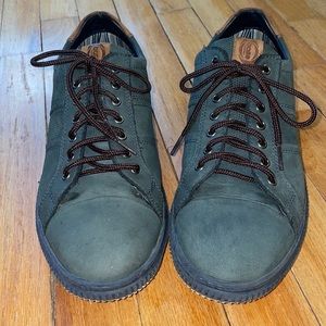 BASE LONDON mens suede olive green and tan sneakers. Size 43 (U.S. 10). EUC.